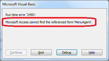 Microsoft Access Impossibile trovare Il form riferimento