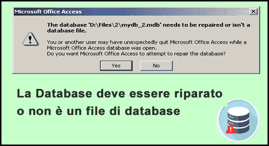 database deve essere riparato o non è un file di database